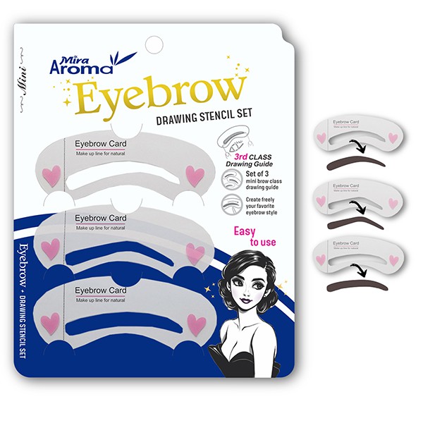 Bộ Khuôn Kẻ Chân Mày Mira Aroma Eyebrow Drawing Stencil Set ( 3 miếng/ bịch)