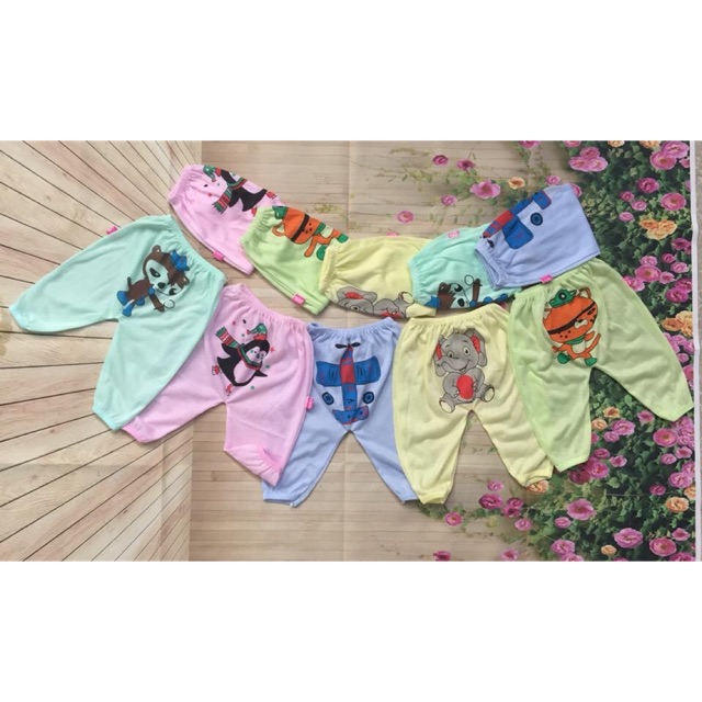 Combo 5 chiếc quần dài sơ sinh in mông cho bé
