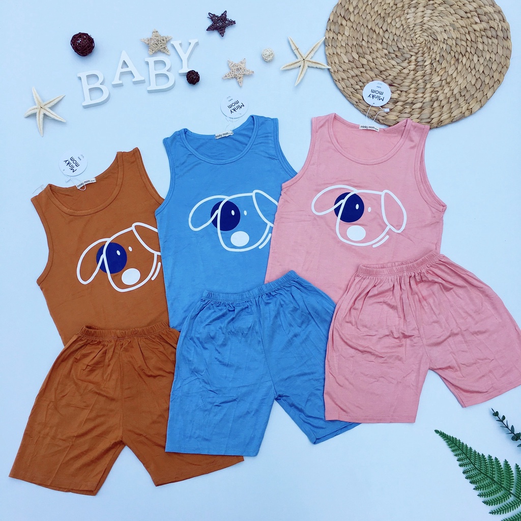 [Bé 20-32kg] Bộ Ba lỗ thun lạnh SIZE ĐẠI 18-32kg Minky Mom cho bé trai bé gái từ 20-32kg - Mẫu Cún