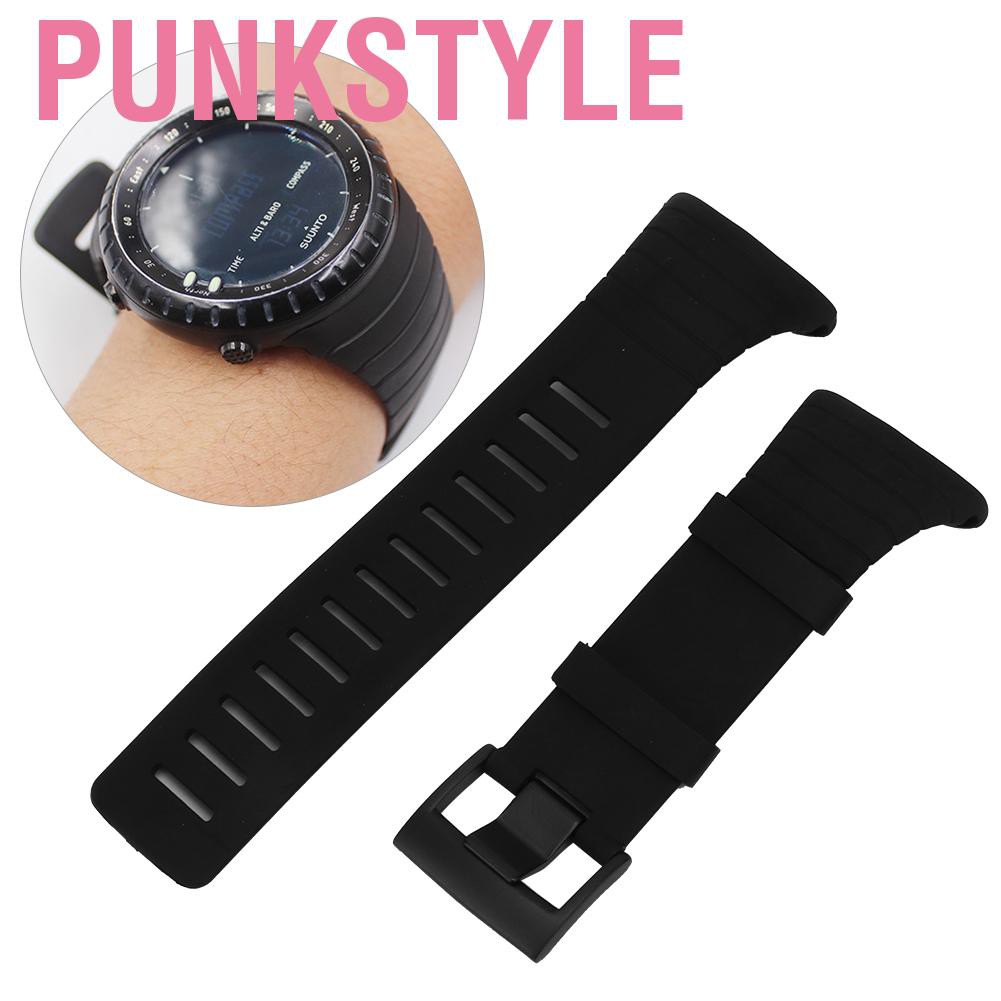 Dây Đồng Hồ Thay Thế Bằng Cao Su Phong Cách Punk Cho Suunto Core Đen