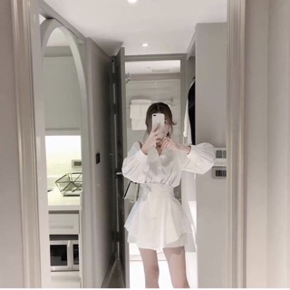 SET ÁO SƠ MI CỘT EO KÈM QUẦN SHORT (KÈM VIDEO HÌNH THẬT)