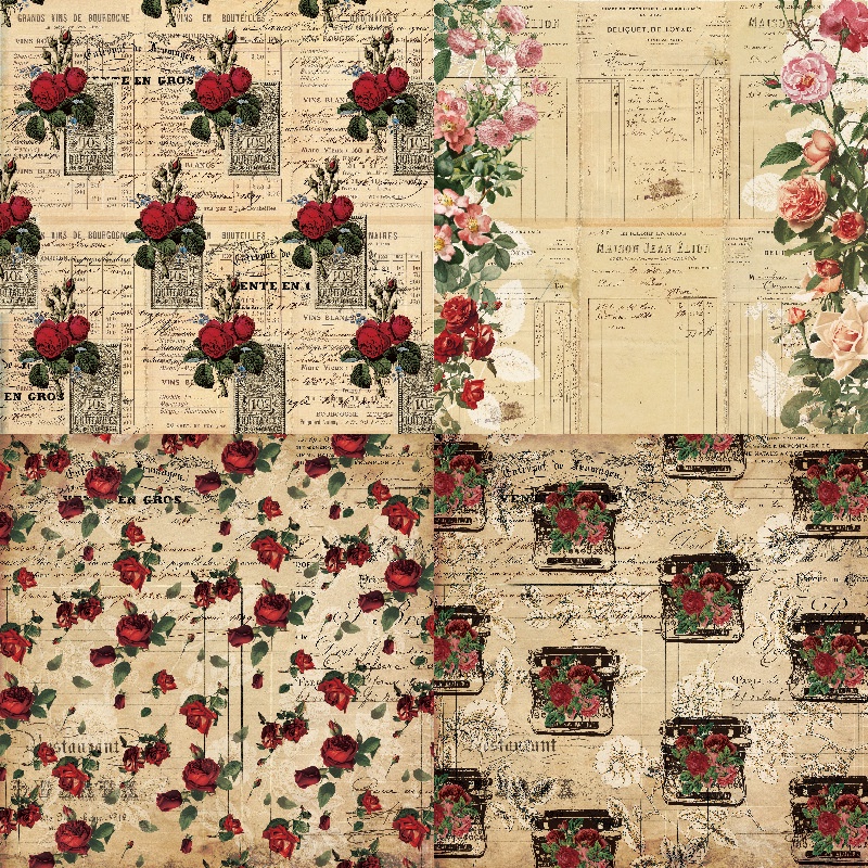 Bộ giấy nền 12 chủ đề Vintage trang trí scrapbook, sổ tay planner,... (1 tập 24tờ)  [ 075 ]