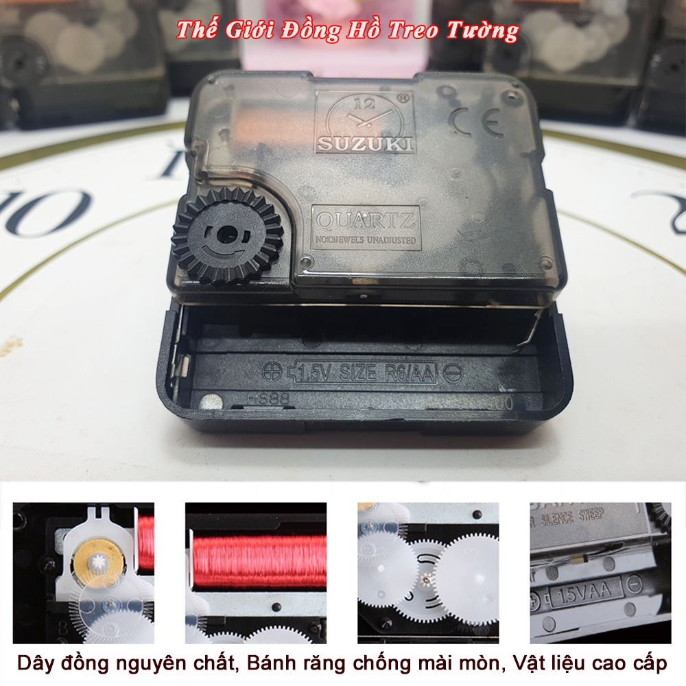 Máy Đồng Hồ Treo Tường Nhật KIM TRÔI SUZUKI – Bộ Kim Tự Chọn - Bảo Hành 2 Năm – Tặng Pin Maxell