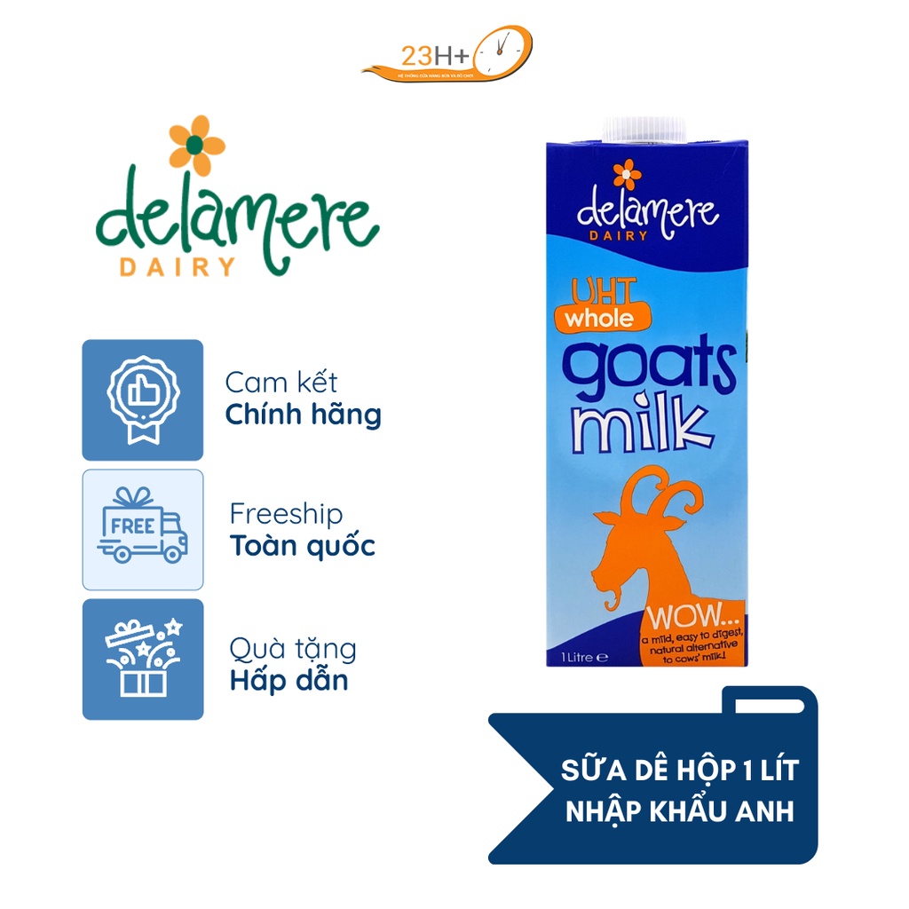 Sữa dê nguyên kem tiệt trùng Delamere Dairy 1L - nhập khẩu chính hãng từ Anh