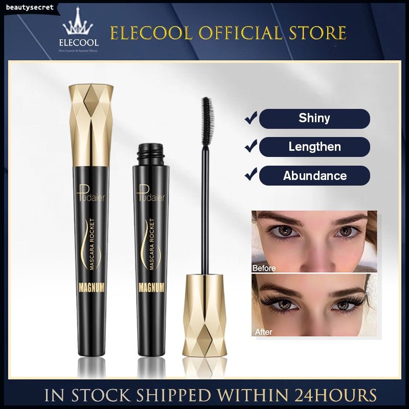 Mascara Pudaier sợi tơ 4D màu đen làm dài dày và cong mi chống nước chống nhòe
