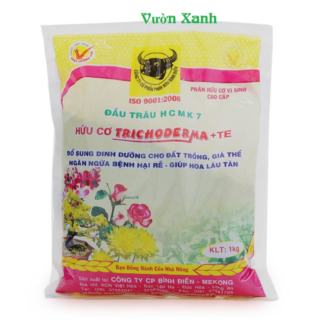 Phân Hữu Cơ Vi Sinh Trichoderma + TE Đầu Trâu 1Kg hạn chế nấm đất