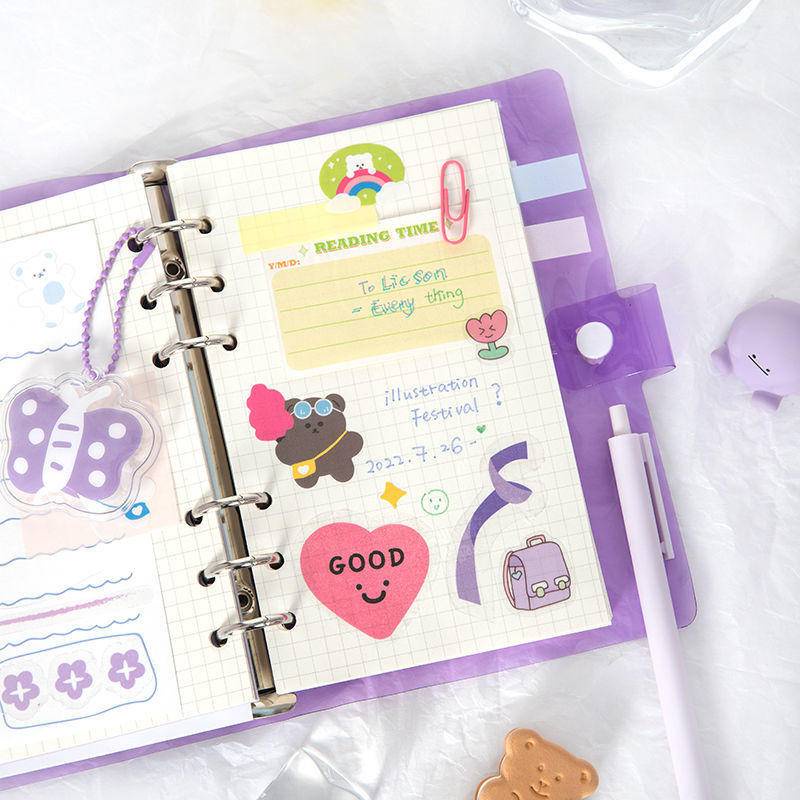 ⭐ iLado ⭐  vỏ trong suốt binder A6 sổ tay tài khoản tay sáng tạo dễ thương vở kẻ ngang sổ ghi chép notebook sổ ghi chép sổ tay ghi chép vở lò xo kẻ ngang sổ lò xo kẻ ngang marker học văn phòng phẩm sổ ghi chú sticker