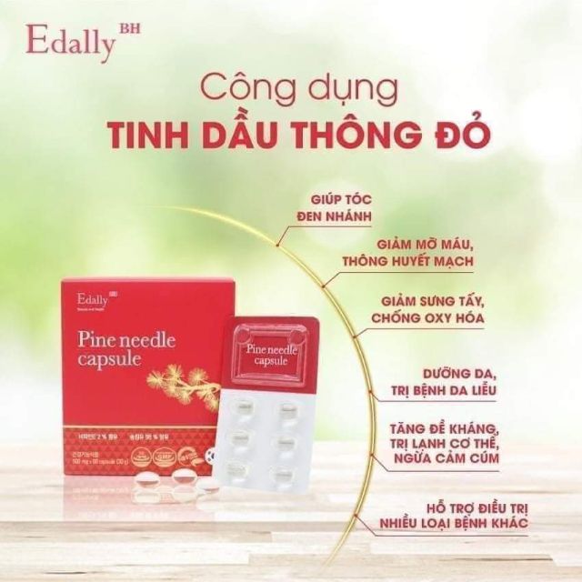 Tinh dầu thông đỏ Hàn Quốc Edally ( 3 tháng uống 180v) Date T11.21