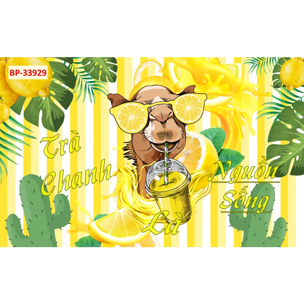 Tranh dán tường Quán Cafe, Trà Sữa, Trang Trí Cửa Hàng 3D Miễn Phí chèn tên riêng Quán, chèn chữ và logo theo yêu cầu