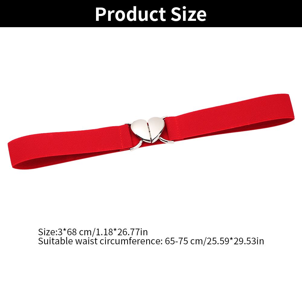 DIACHA Women Waist Strap Exquisite Waist Belts Elastic Belts Love Heart Buckle Elegant Stretch Dress Decoration Decorative Waistband/Multicolor