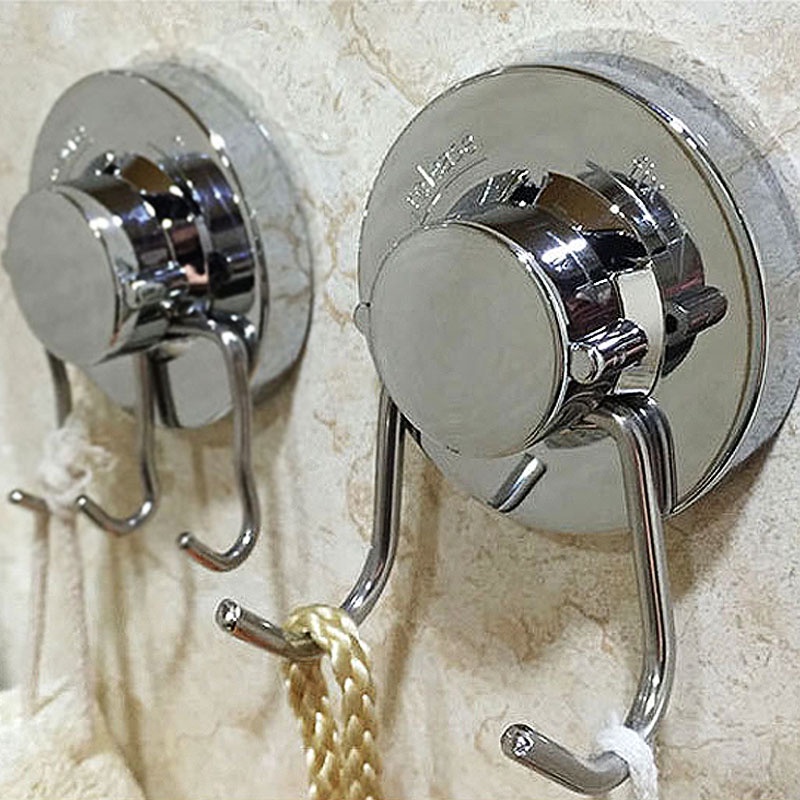 Móc Treo Đồ Dán Tường Không Cần Khoan Lỗ Mạnh Mẽ Có Giác Hút Chân Không Bằng Kim Loại Cho Nhà Bếp Nhà Tắm Cửa Kính