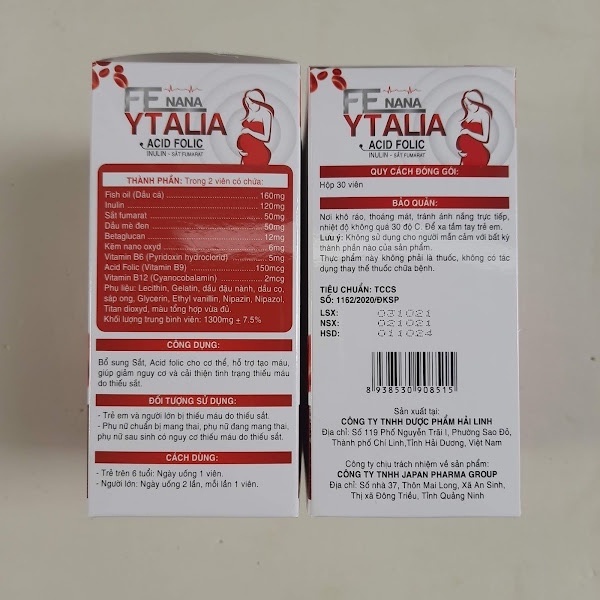 Viên uống bổ máu Fe Nana YTALIA - Bổ sung sắt và acid folic cho bà bầu