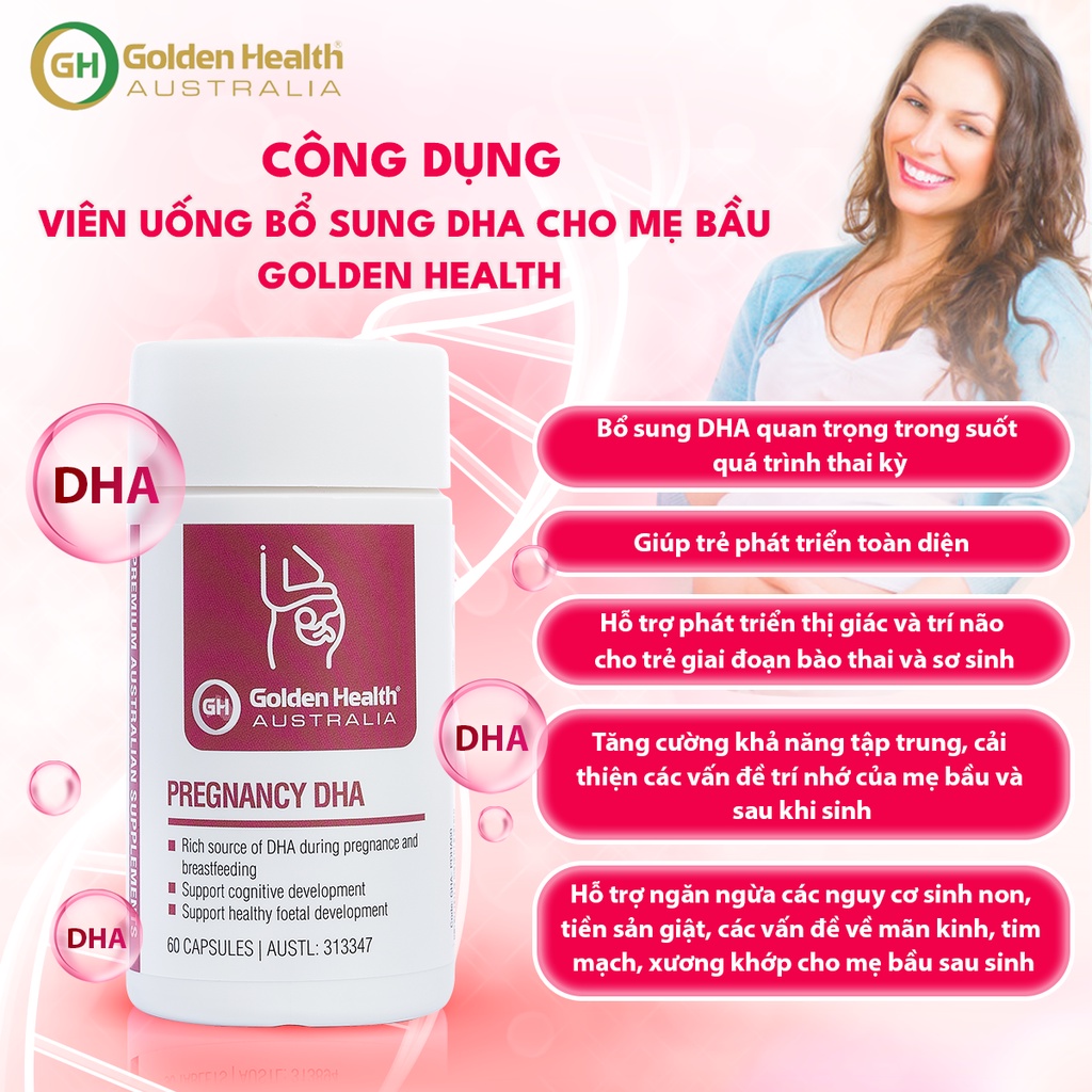 [GOLDEN HEALTH] Viên uống bổ sung DHA cho mẹ bầu Pregnancy DHA (60 viên)
