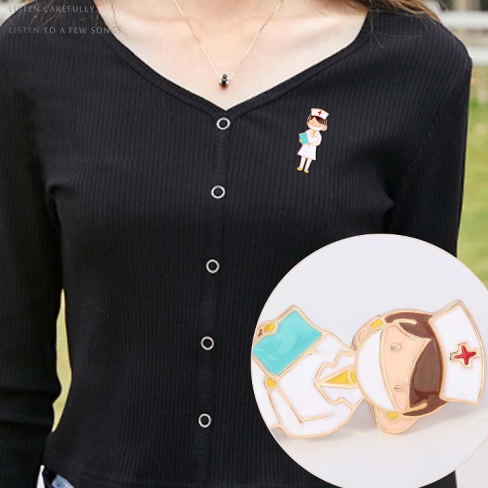 Trâm Cài Áo Hợp Kim Tráng Men Hình Y Tá Dễ Thương