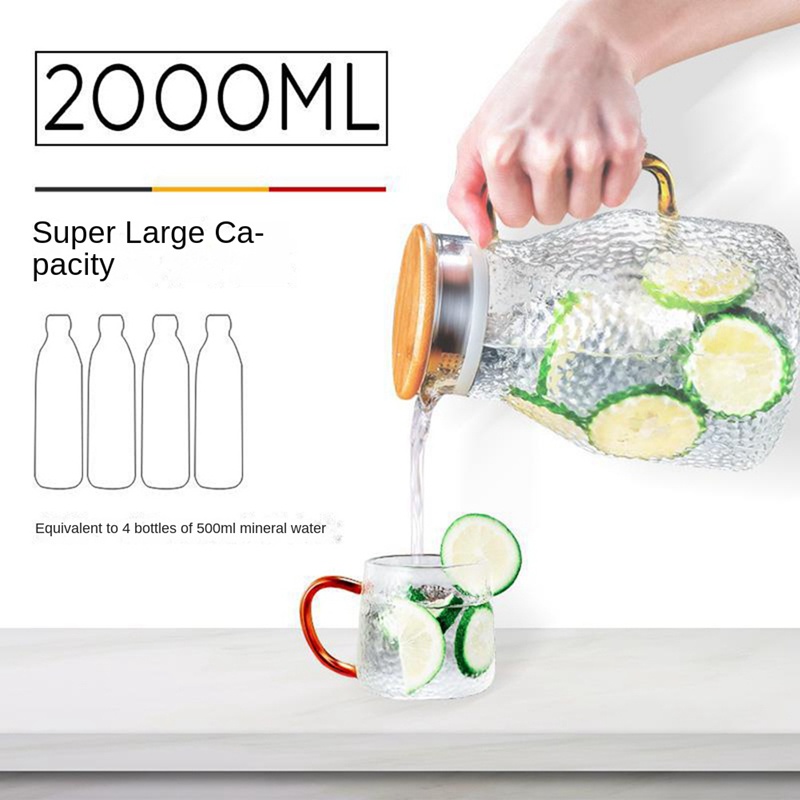 Bình Nước Thủy Tinh Chịu Nhiệt 2000Ml Hình Vuông Tiện Dụng Cho Gia Đình