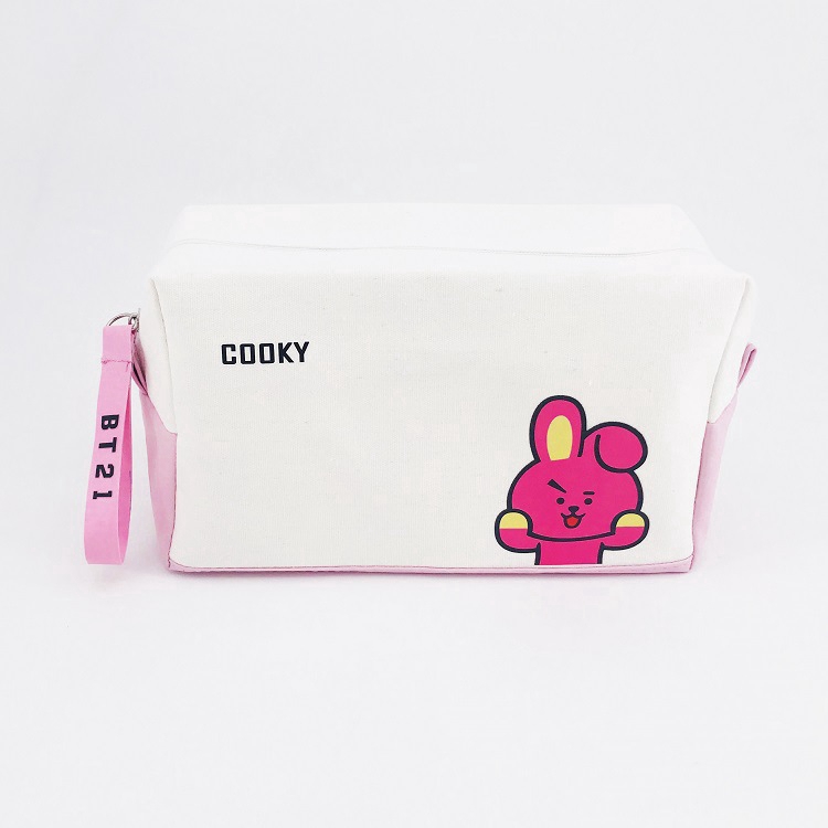 Kpop BTS bt21 Pencil Pen Cosmetic Makeup Bag Leather Coin Bag school supplies