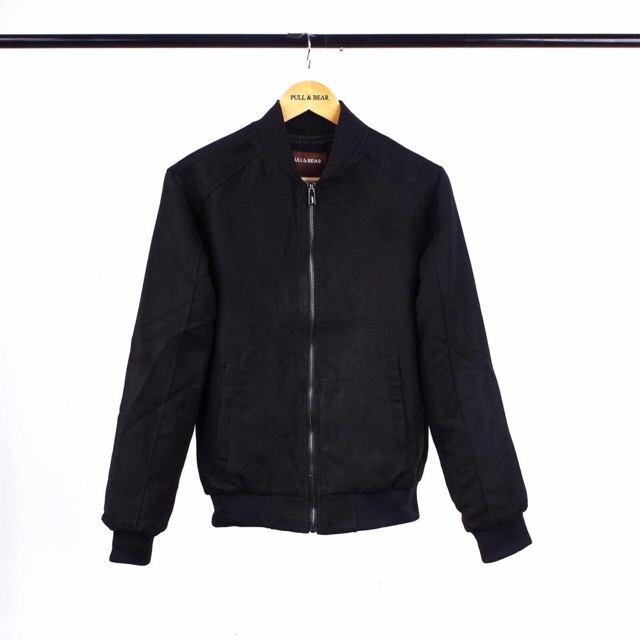 Áo khoác bomber da lộn Pull Bear vnxk