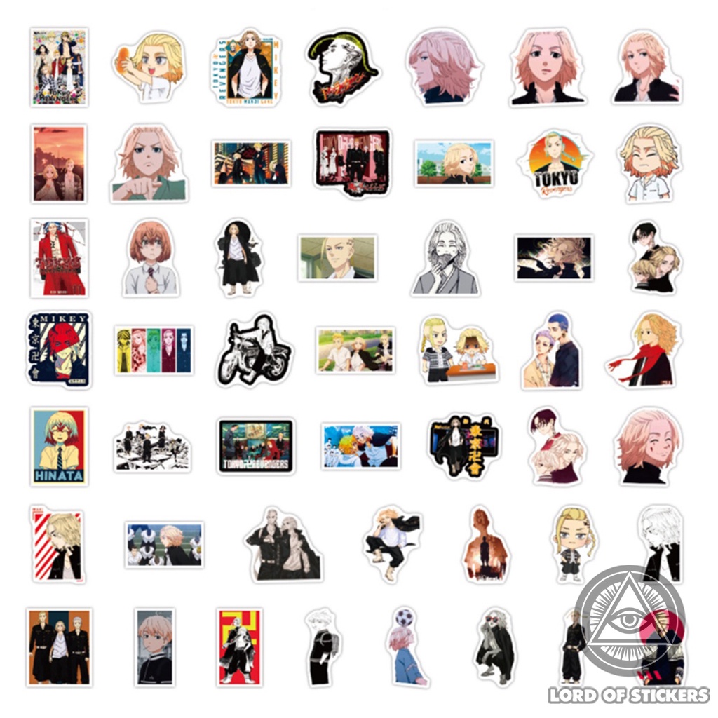 Set 100 Nhãn Dán Tokyo Revengers Anime Manga Sticker Hình Nhân Vật Truyện Tranh Trang Trí Mũ Bảo Hiểm, Vali, Ván Trượt