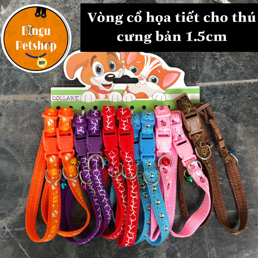 Vòng cổ hoạ tiết cho thú cưng bản 1,5cm - CHO CHÓ LỚN TẦM 7-10 KG