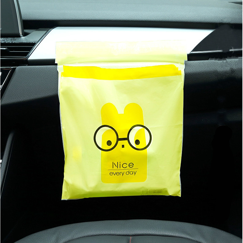 Set 15 túi đựng rác dán xe hơi phòng bếp hoạ tiết hình thú dễ thương tiện lợi kèm túi zip 25x31cm