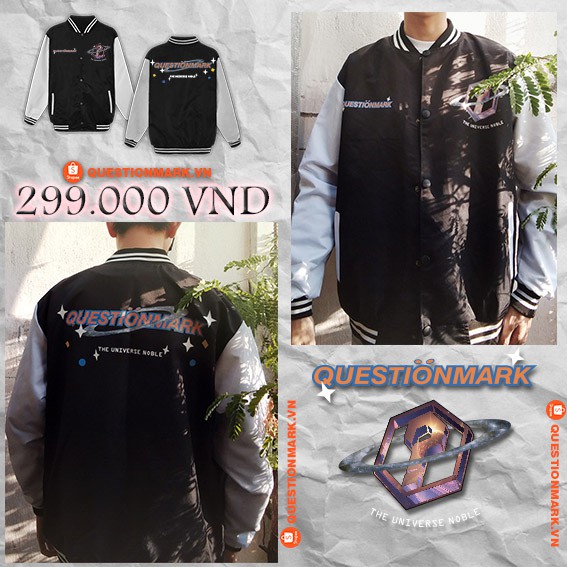 LIMITED Áo khoác VARSITY Jacket GALAXY UNIVERSE đen tay trắng big logo oversize unisex local brand dảk bủh lmao | BigBuy360 - bigbuy360.vn