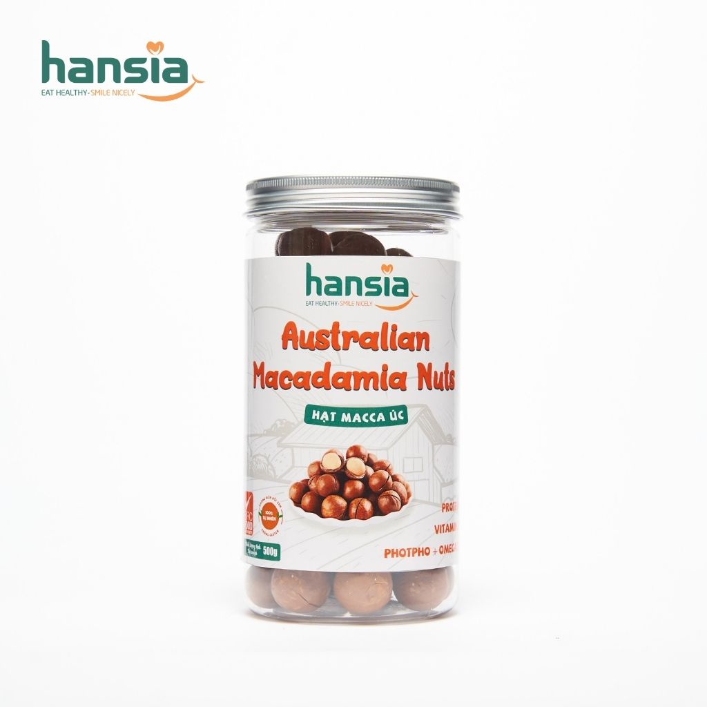 Hạt Macca Úc Organic HANSIA Vị Ngọt Nhẹ, Hàm Lượng Dinh Dưỡng Cao Tốt Cho Sức Khỏe, Giòn Thơm Ngon Miệng 250g - 500g