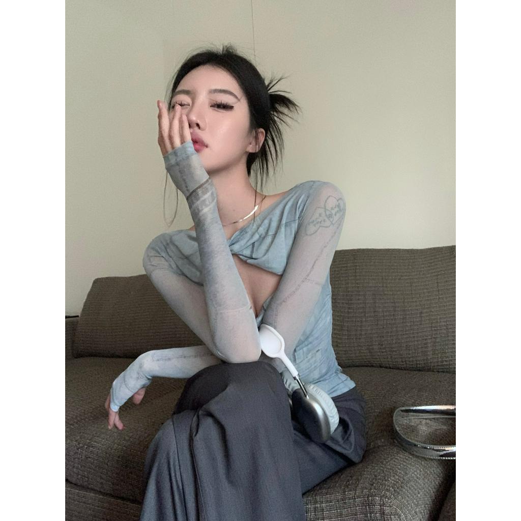 Cocory vn Áo Thun Tay Dài Dáng Ôm Phong Cách Hàn Quốc Thời Trang Mùa Hè Cho Nữ