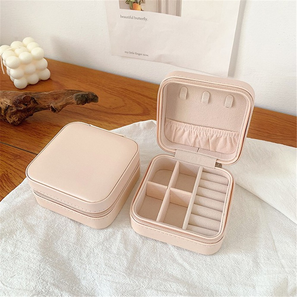 Jewellery Storage Box Double Layer PU Mini Portable Earrings Necklace Ring Jewelry Box