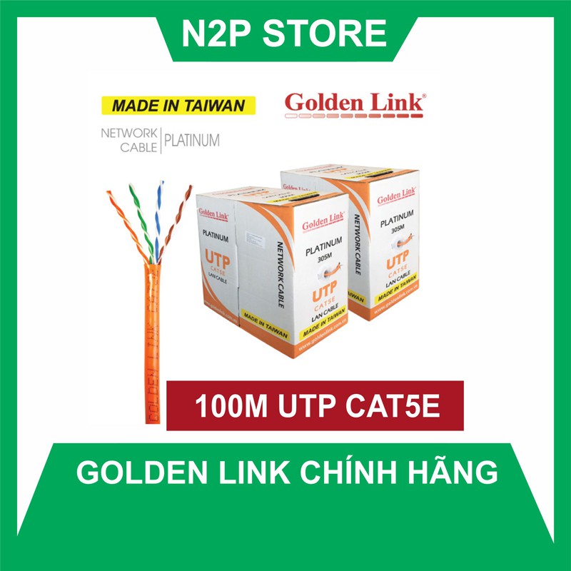 Thùng 100M cáp mạng LAN UTP CAT 5E Golden Link Platinum (Hãng phân phối chính thức)