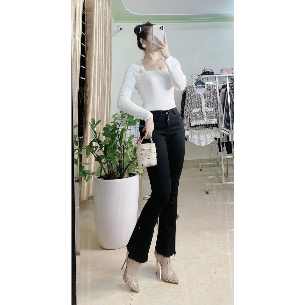 Quần Skinny bò loe nữ có bigsize chị em béo mập mặc đep vải bò kaki co giãn