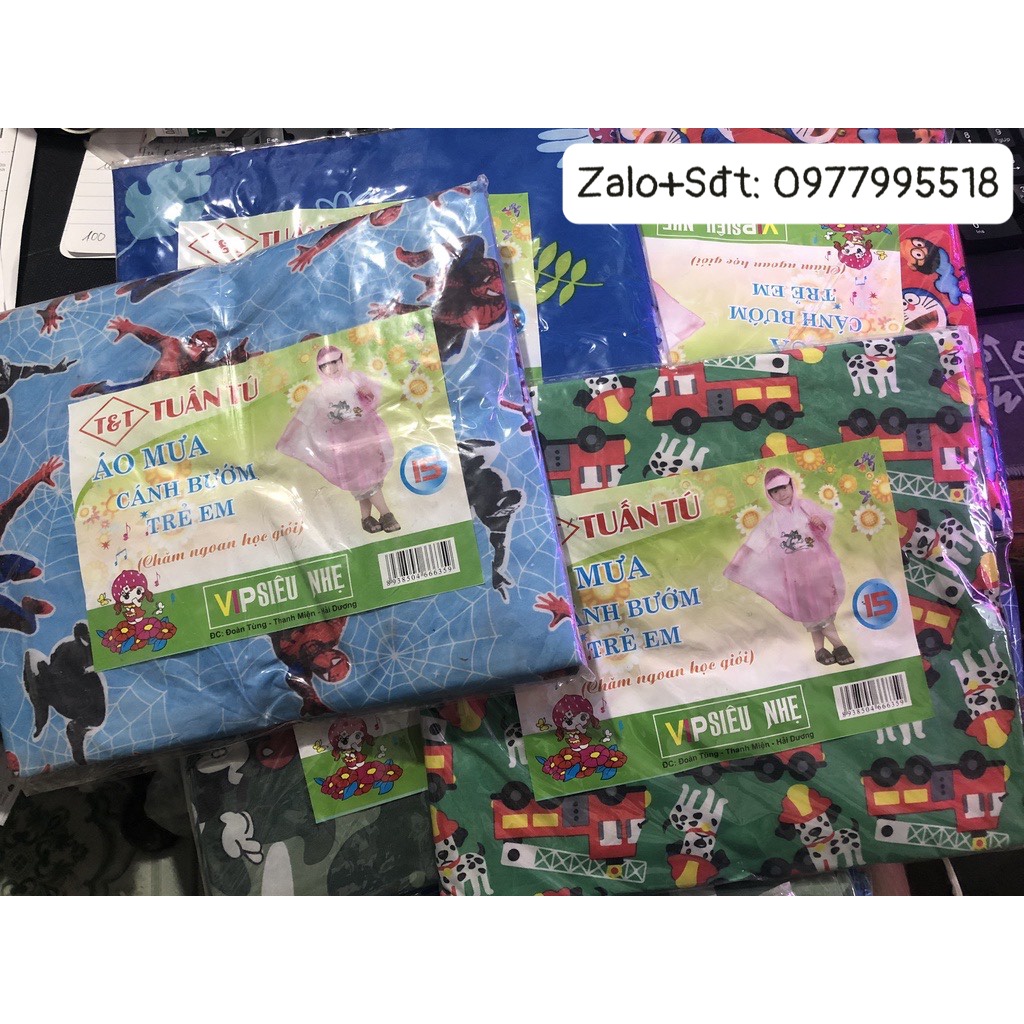 Áo Mưa Trẻ Em Vải Dù Choàng Cánh Rơi Siêu Bền
