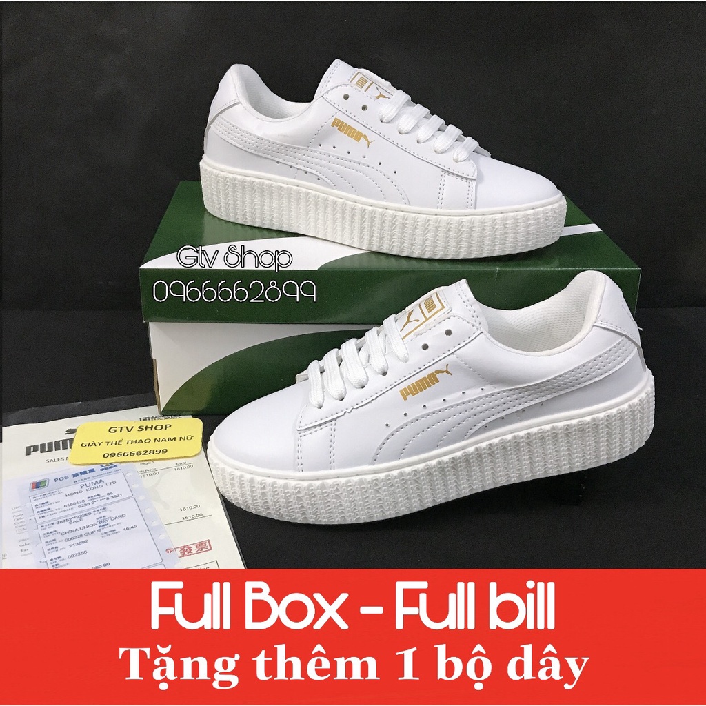 [SIÊU CẤP, Tặng hộp, Bill và thêm 1 bộ dây] Giày thể thao nam nữ sneakers PM trắng da bóng, đế nâu, size 36-39. .
