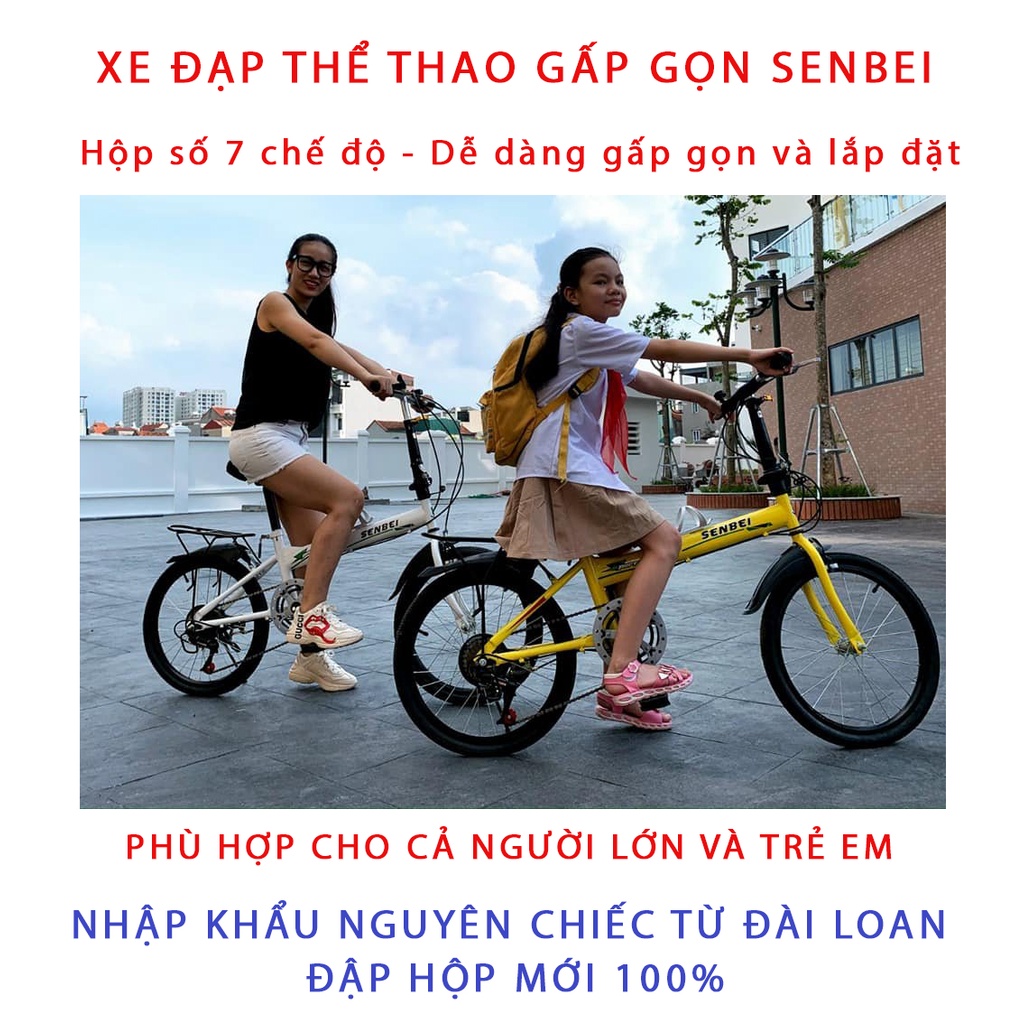 Xe Đạp Thể Thao Gấp Gọn SENBEI Hộp Số 7 Cấp Dành Cho Người Lớn Và Trẻ Em