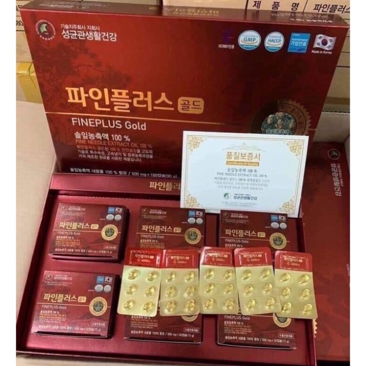 [HÀNG MỚI VỀ ]Viên Uống Thông Đỏ Fineplus Gold Cao Cấp Hàn Quốc, Hộp 180 Viên [ Hàng Mới Về ]