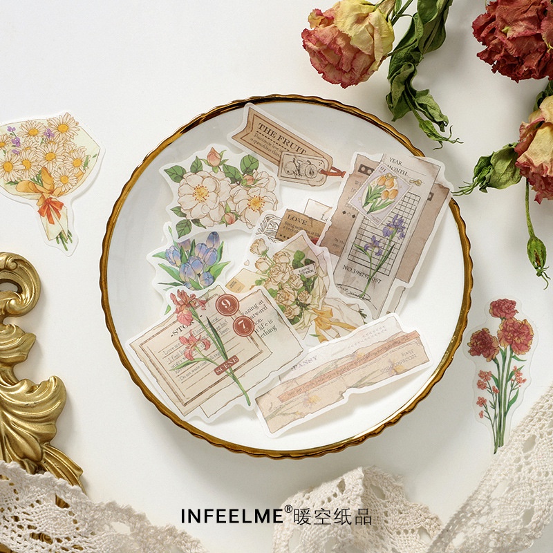 30 Tờ hình dán trang trí sổ tay phong cách retro