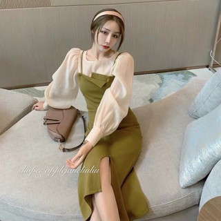 Áo sơ mi voan mỏng tiểu thư đầm hai dây tôn dáng tiểu thư hàng Quảng Châu
