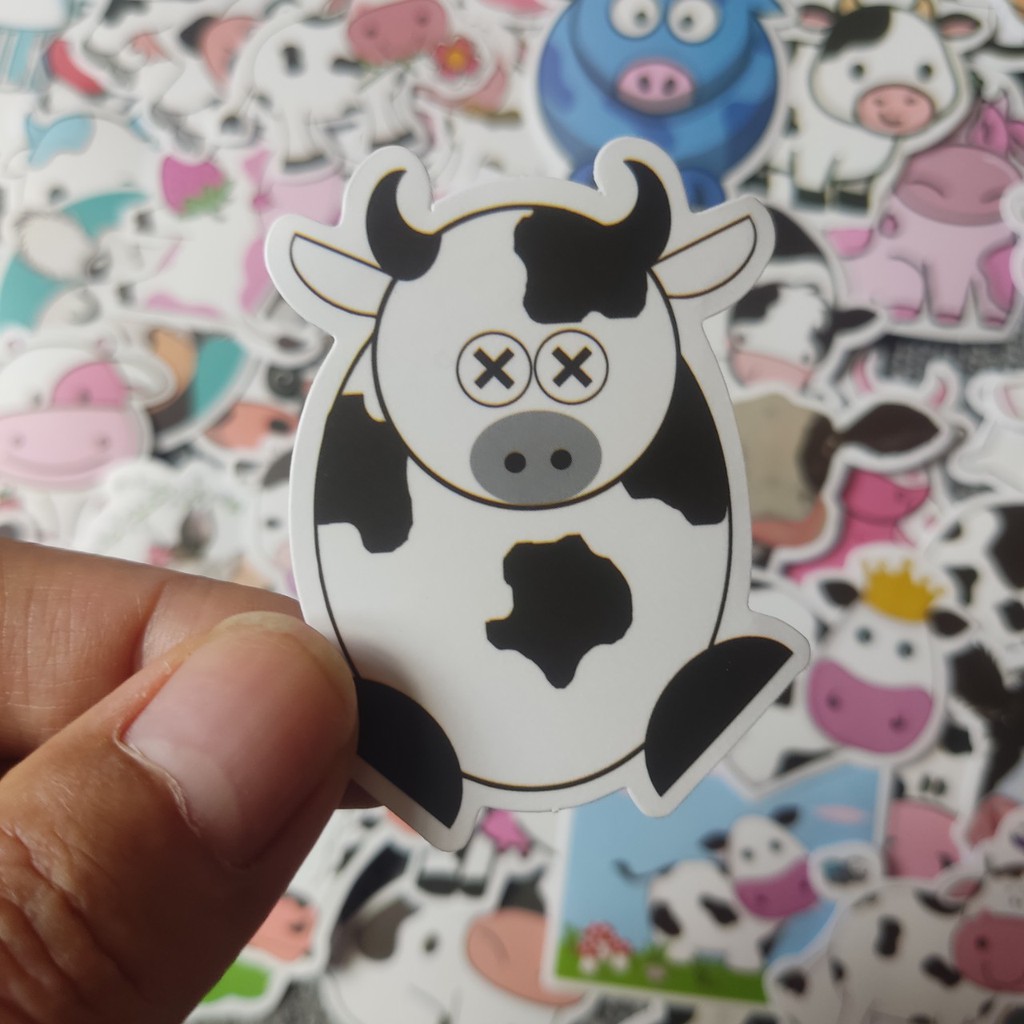 Set 45 Sticker Bò sữa dễ thương dán trang trí