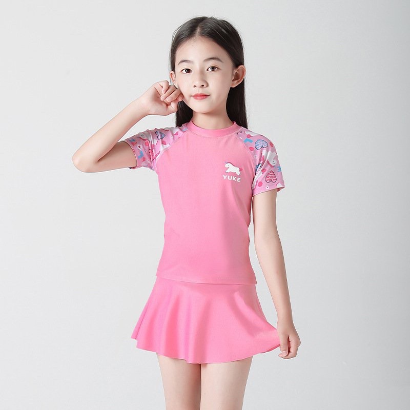 Bộ Đồ Bơi Bé Gái Tay Ngắn Hàng Quảng Châu Cao Cấp - Từ 10kg Tới 40kg