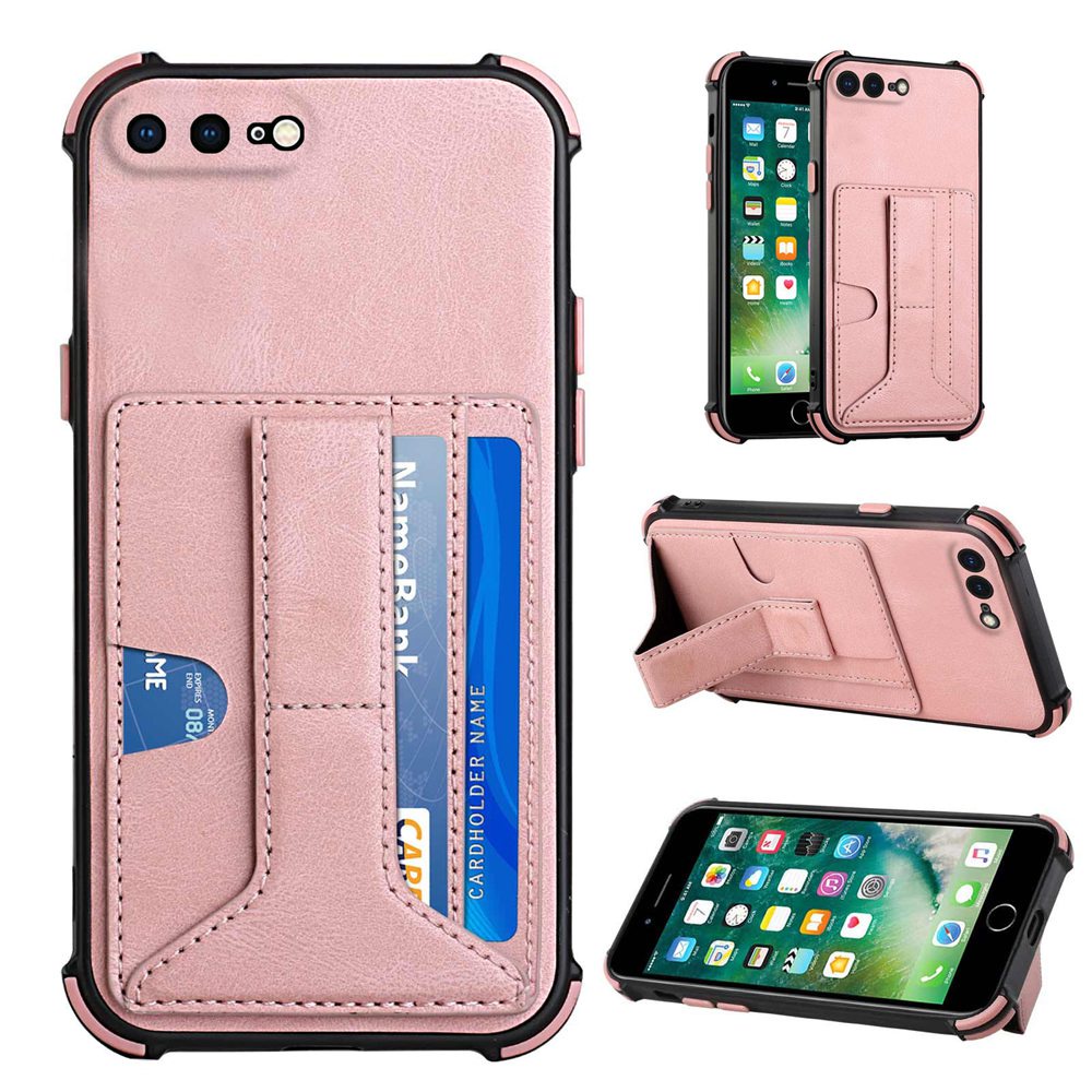 Ốp điện thoại da PU viền TPU dẻo có túi khí chống sốc thời trang cho IPHONE 7 8 PLUS IPHONE7 IPHONE8