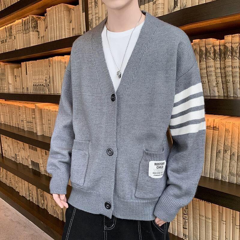 _❧♝Áo Khoác Len Cardigan Dáng Rộng Kiểu Nhật Bản Thời Trang Xuân Thu Cho Nam