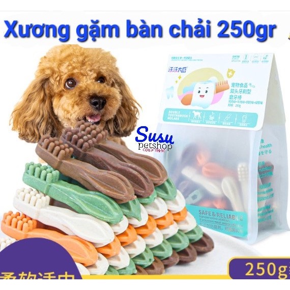 [Mã 44FMCGSALE1 giảm 10% đơn 250K] Xương gặm bàn chải mix 4 vị cho chó (250gr)