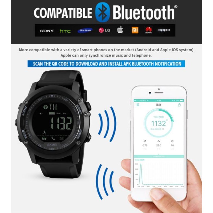 Đồng Hồ Thông Minh Skmei 1321 Kết Nối Bluetooth Chống Nước Đếm Bước Chân / Theo Dõi Nhịp Tim