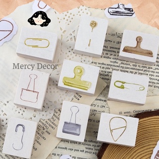 Kẹp giấy bằng gỗ con dấu stamp trang trí journal diy - mercy
