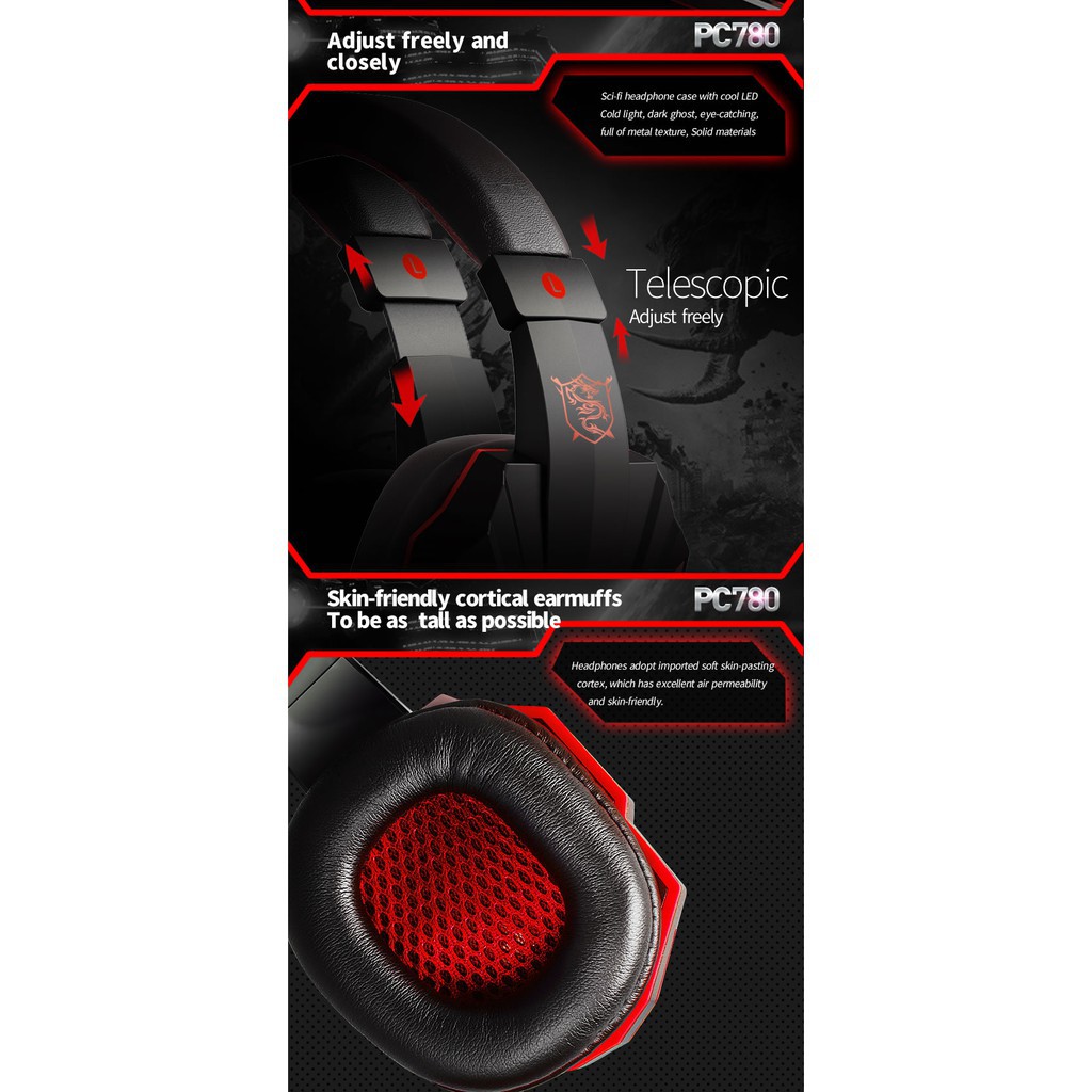 Tai nghe chuyên game thủ Tai Nghe Plextone PC780 - đèn LED - Có Mic - Headphone gaming Tahaz shop