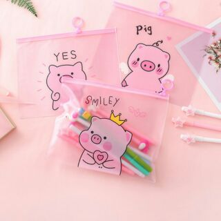 Túi zip hình heo hồng