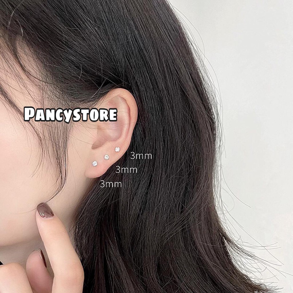 khuyên tai bông tai titan nụ kim tròn không gỉ unisex ( nút xỏ )