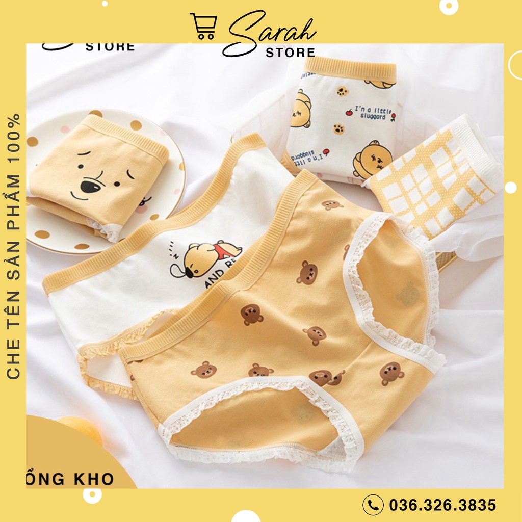 Quần Lót Nữ Cotton Hoạ Tiết Bear Siêu Xinh