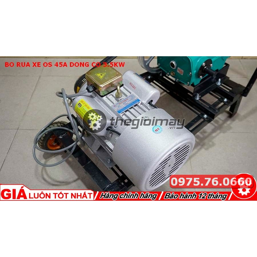 MÁY RỬA XE DÂY ĐAI - Bộ rửa xe động cơ 3.5kw đầu OS 45A + MOTOR 3.5KW 5HP VỎ GANG SIÊU TỐT- BỘ X