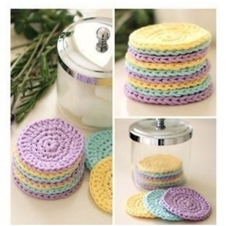 Miếng lót ly móc len hình tròn màu pastel_ miếng lot ly handmade