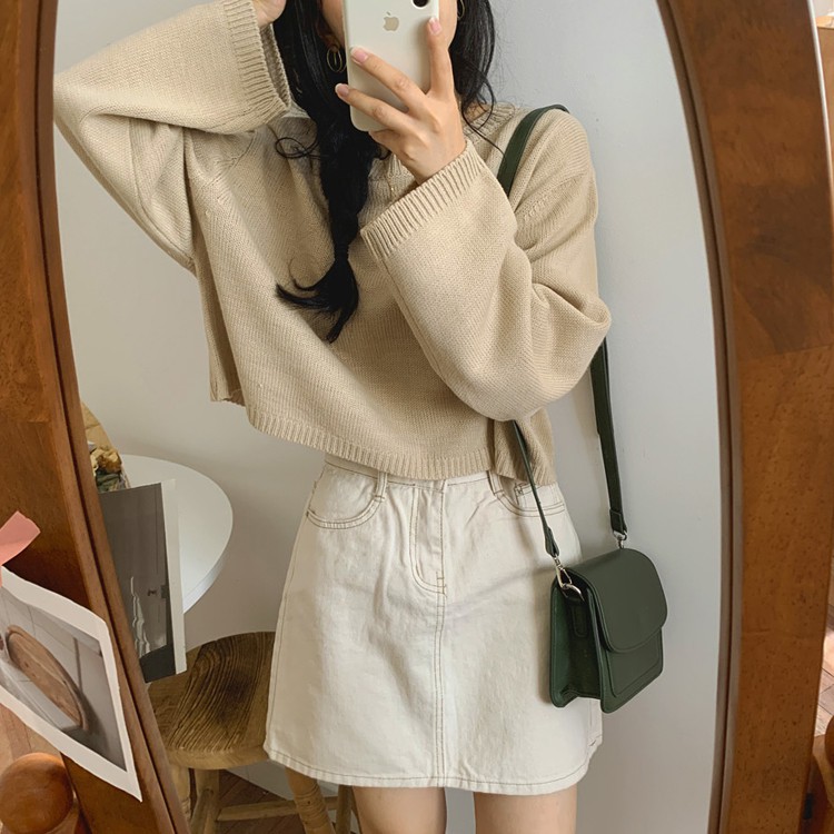 Áo Sweater Dệt Kim Tay Dài Màu Sắc Đơn Giản Phong Cách Hàn Quốc Thời Trang Thu Đông Cho Nữ | BigBuy360 - bigbuy360.vn